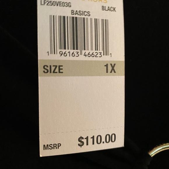 MICHAEL Michael Kors Black Asymmetrical Top Plus 1x Gold Circle Monogram NWT - Picture 5 of 8